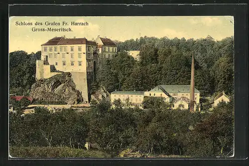 AK Gross-Meseritsch, Schloss des Grafen Fr. Harrach