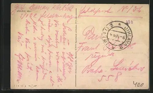 AK Iglau, Jahrmarkt aus der Vogelschau