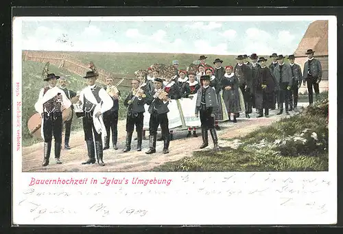 AK Iglau, Hochzeitszug einer Bauernhochzeit