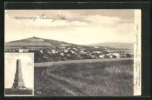 AK Prestavlky, Teilansicht, Denkmal