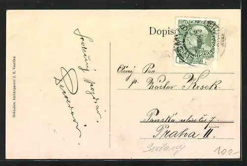 AK Leitomischl / Litomysl, Strassenpartie mit Kirche