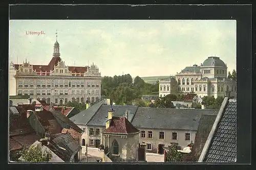 AK Leitomischl / Litomysl, Strassenpartie mit Gebäudeansicht