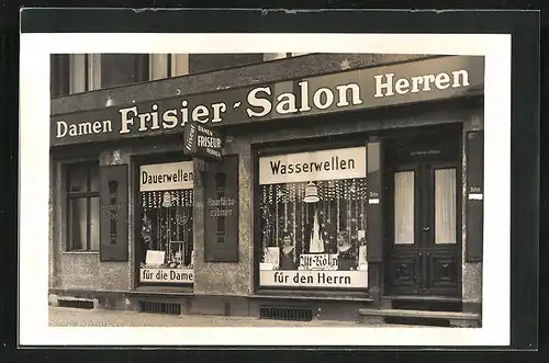 Foto-AK Alt-Kölln, Damen Friseur-Geschäft