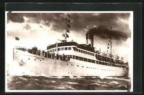 Foto-AK Max Dreblow, Stettin: Passagierschiff auf hoher See, 1932