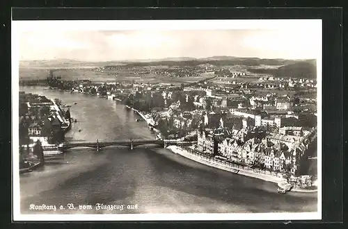 AK Konstanz a. B., Teilansicht mit Brücke, Fliegeraufnahme