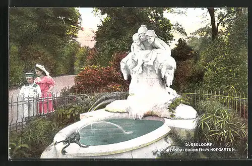 AK Düsseldorf, Blondat Brunnen im Hofgarten