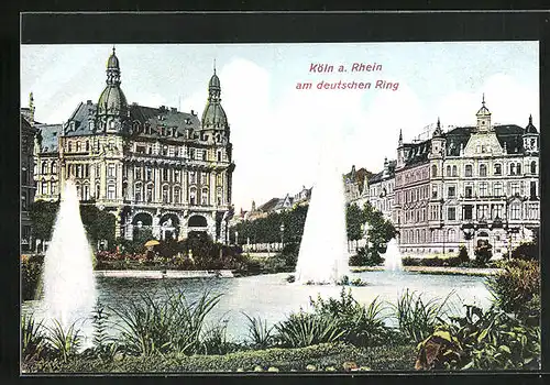 AK Köln-Neustadt, deutscher Ring mit Teich