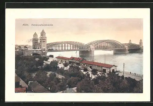 AK Köln, Flusspartie mit der Hohenzollernbrücke