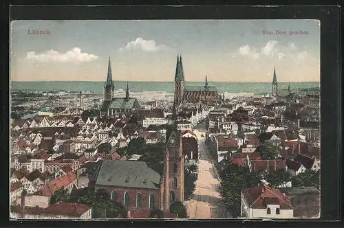AK Lübeck, Totalansicht vom Dom aus