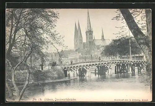 AK Lübeck, Dankwartsbrücke mit Kirchen