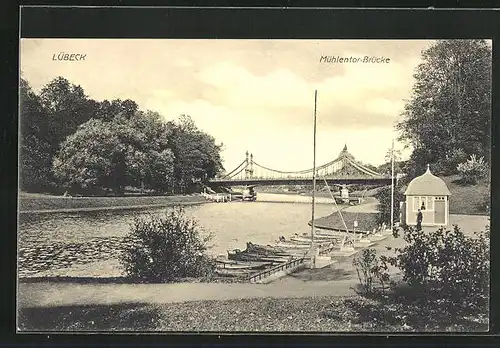 AK Lübeck, Mühlenthorbrücke mit Bootsanlegestelle