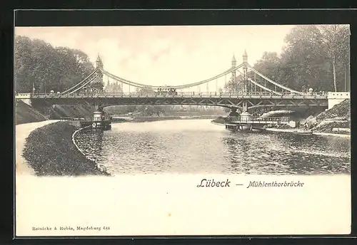 AK Lübeck, Mühlenthorbrücke mit Promenade