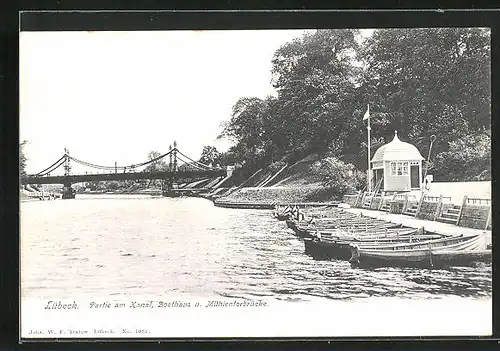 AK Lübeck, Mühlenthorbrücke und Bootshaus