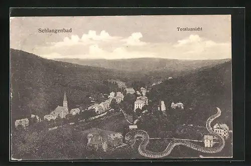 AK Schlangenbad, Totalansicht aus der Vogelschau