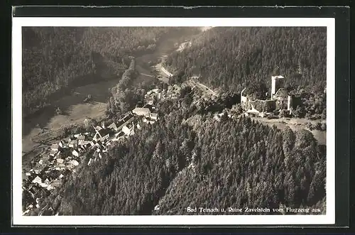AK Bad Teinach, Teilansicht und Ruine Zavelstein, Fliegeraufnahme