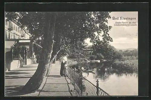 AK Bad Kissingen, Saale-Partie an der Lindesmühlpromenade