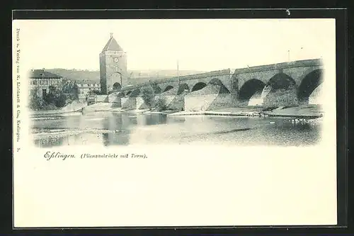AK Esslingen, Pliensaubrücke mit Turm