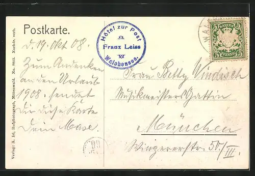 AK Walchensee, Uferpartie mit Heimgarten und Boot