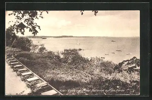 AK Kiel, Blick vom Hotel Bellevue auf die Förde