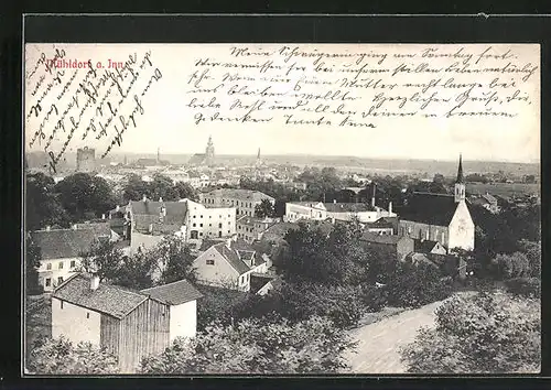 AK Mühldorf a. Inn, Teilansicht mit Kirche