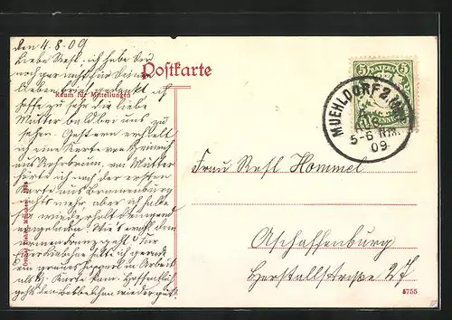 AK Mühldorf a. Inn, Teilansicht mit Kirche