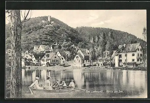 AK Bad Liebenzell, Partie am See mit Boot