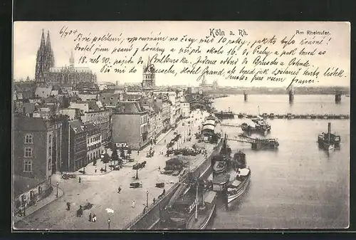 AK Köln a. Rh., Am Rheinufer