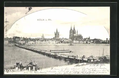 AK Köln a. Rh., Uferpartie mit Dom und Brücke