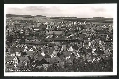 AK Schwenningen a. n., Ortsansicht aus der Vogelschau