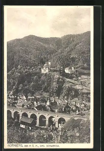 AK Hornberg, Bad Schwarzw., Ortsansicht mit Viadukt