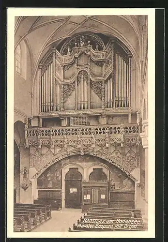AK Konstanz a. Bodensee, Münster, Innenansicht Empore mit Orgel