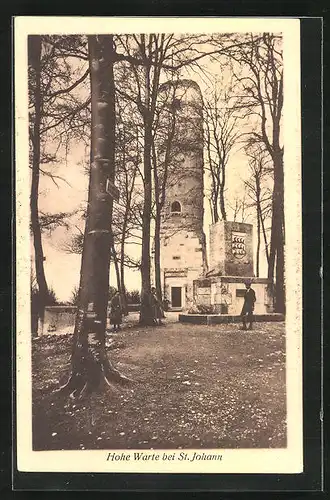 AK St. Johann, Hohe Warte mit Denkmal