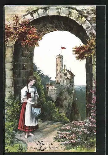 AK Lichtenstein, S`Bärbele mit Schloss