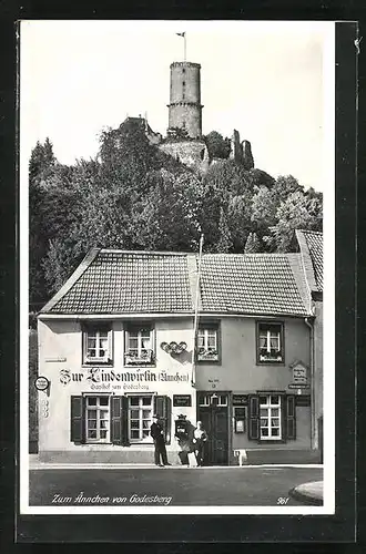 AK Godesberg, Gasthaus Zur Lindenwirtin mit Ruine