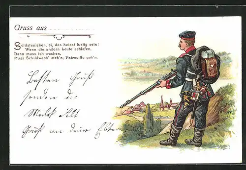 AK Soldat der Infanterie in Uniform mit Gewehr