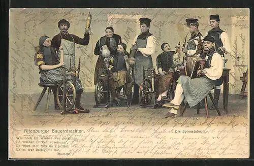 AK Altenburger thüringische Bauerntrachten in der Spinnstube