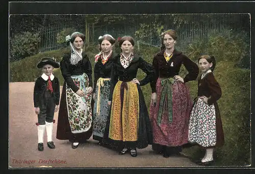 AK Dorfschöne in thüringischer Tracht