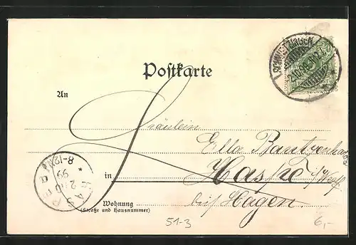 Lithographie Wanderer in bayerischen Trachten