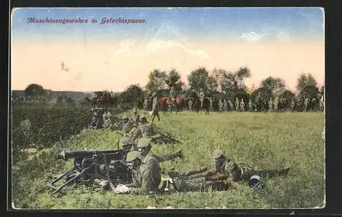 AK Maschienengewehr in Gefechtspause, Infanterie Soldaten