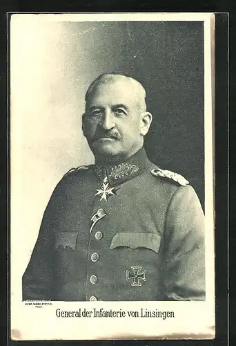 AK Heerführer General der Infanterie v. Linsingen mit Eisernem Kreuz
