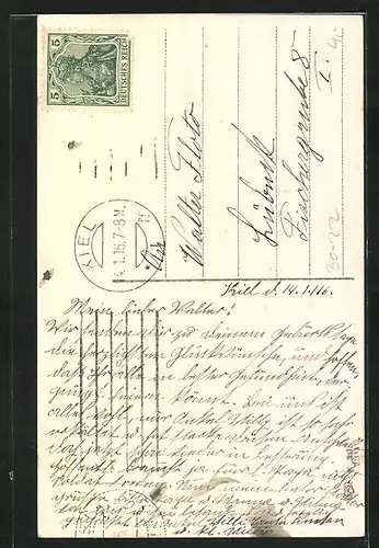 Präge-AK Geburtstagsglückwünsche, Kaiserreichsfahne