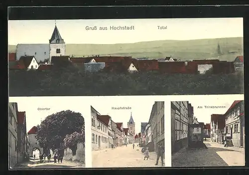 AK Hochstadt, Obertor, Hauptstrasse, Partie am Trinkbrunnen
