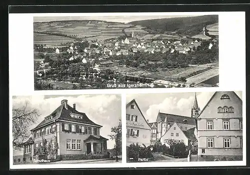 AK Igersheim, Schulhaus, Partie im Ort