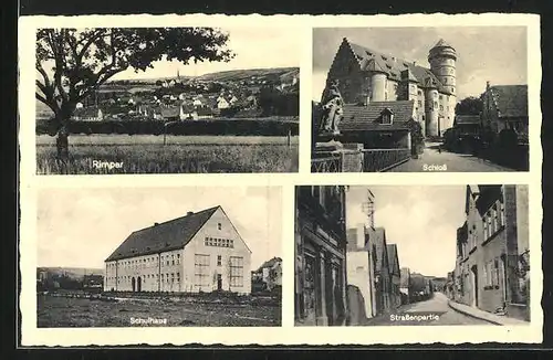 AK Rimpar, Schloss, Schulhaus, Strassenpartie