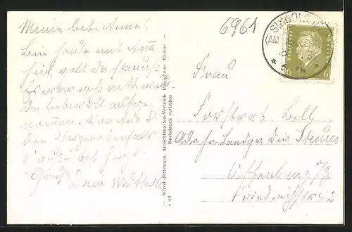 AK Sindolsheim, Pfarrhaus, Kirchenpartie, Gesamtansicht