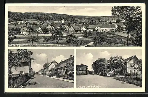 AK Wilferdingen, Haupstrasse, Partie am Bahnhof