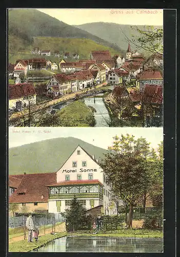 AK Calmbach, Hotel Sonne, Teilansicht
