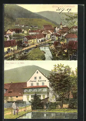 AK Calmbach, Hotel Sonne, Teilansicht