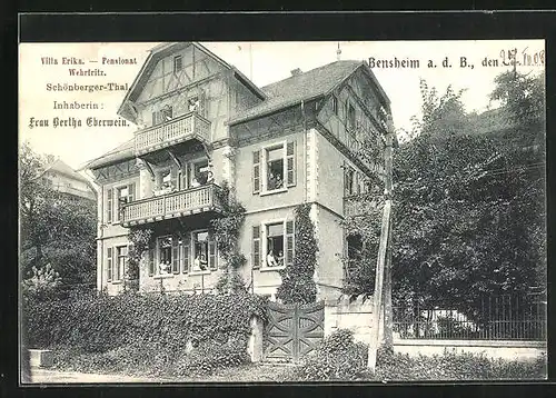 AK Bensheim a. d. B., Villa Erika, Pensionat Wehrfritz