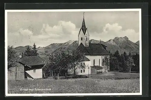 AK Schwarzlack, Kirche gegen Gebirgskette